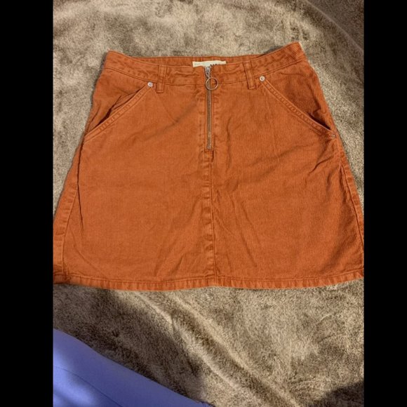 burnt orange denim skirt